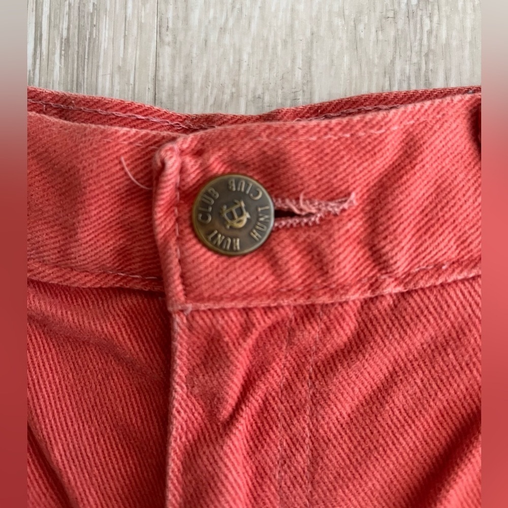 Shorts Vintage 90s Denim Cutoff Hunt Club Coral Ripped Raw Hem High Waist 3/4 - Picture 2 of 7